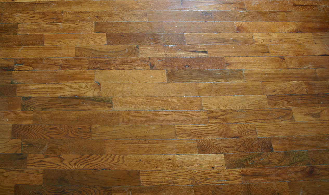 The refinished oak floor
