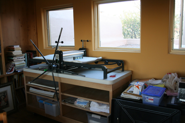 the etching press in the new room