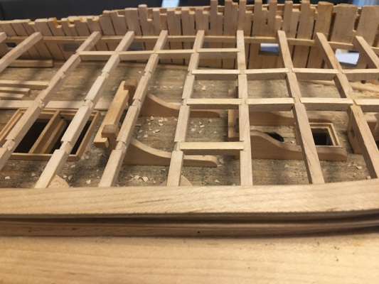 timber framing of the forecastle deck